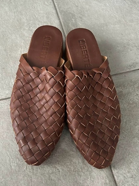 Liberté Shoes - Liberté Braided Leather Slip-On Mules - Chestnut Brown
